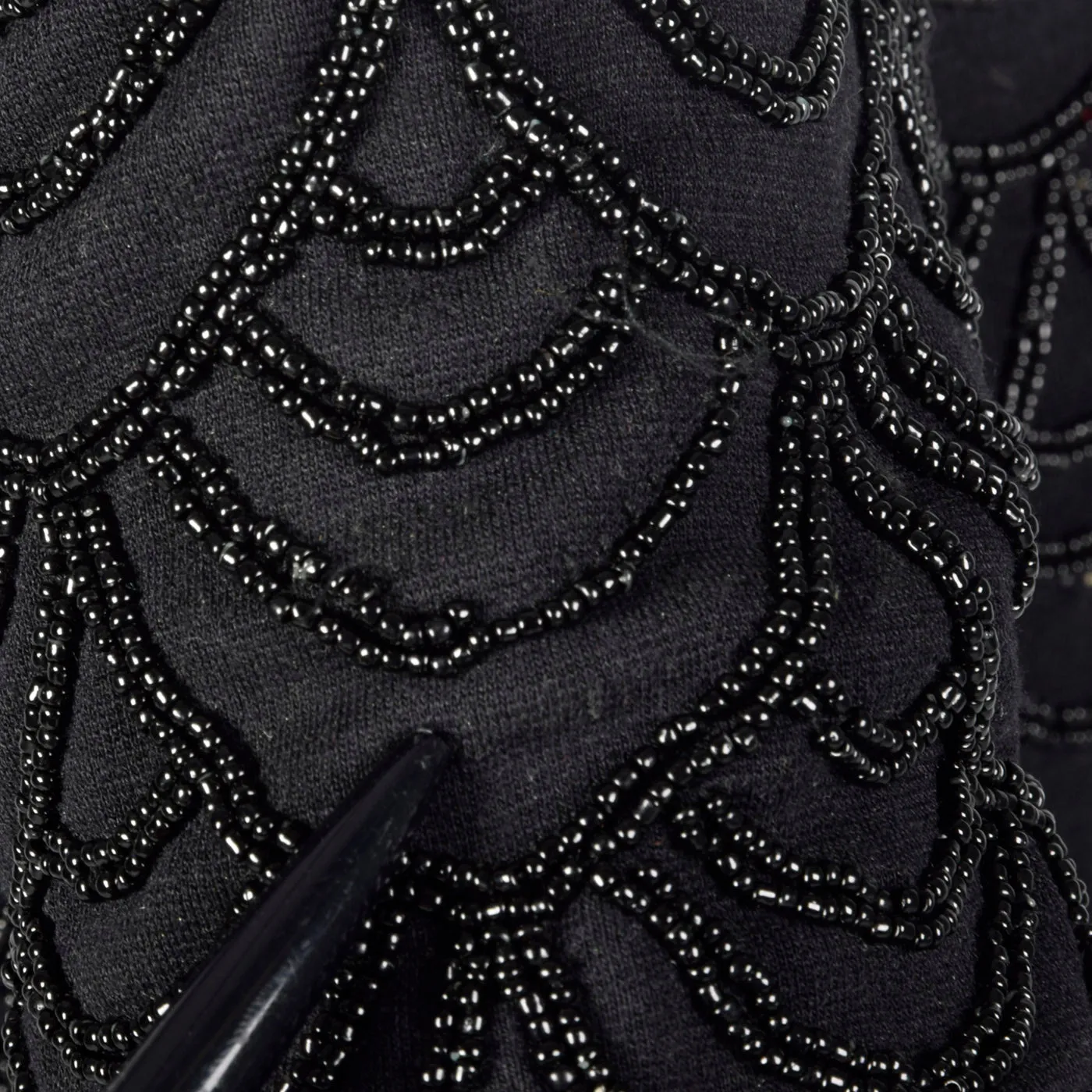 1990s Carmen Marc Valvo Black Knit Dress with Beading