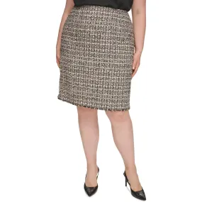 Calvin Klein Womens Plus Knit Metallic Pencil Skirt