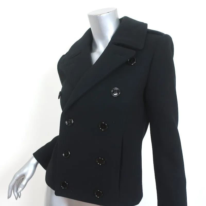 Celine Short Peacoat Black Wool Size 36 Double Breasted Jacket