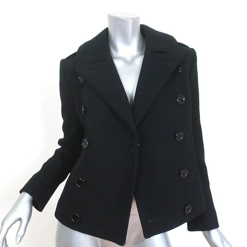 Celine Short Peacoat Black Wool Size 36 Double Breasted Jacket
