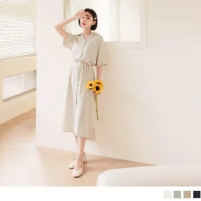 DROP SHOULDER CHIFFON H-LINE SHIRTS TUNIC MAXI DRESS