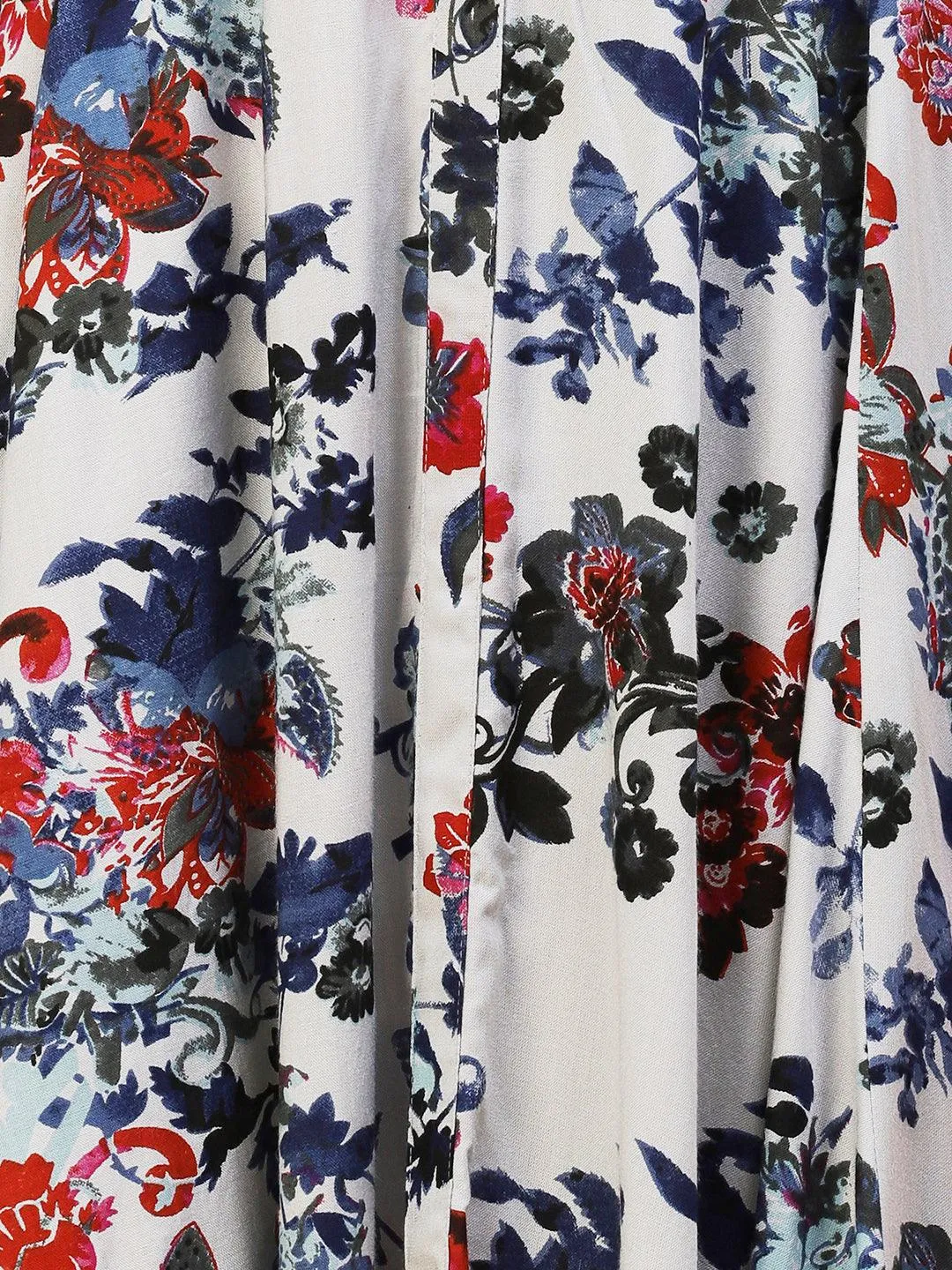 Floral Printed Paneled Maxi Dress - Grey