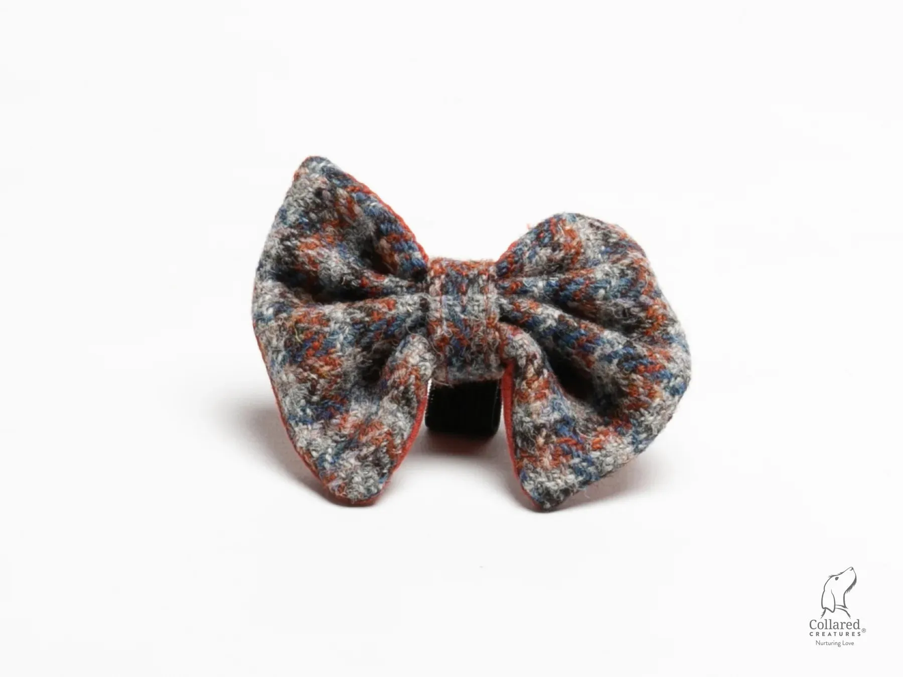 Harris Tweed Blue and Orange Multi Check Buckle Dog Collar
