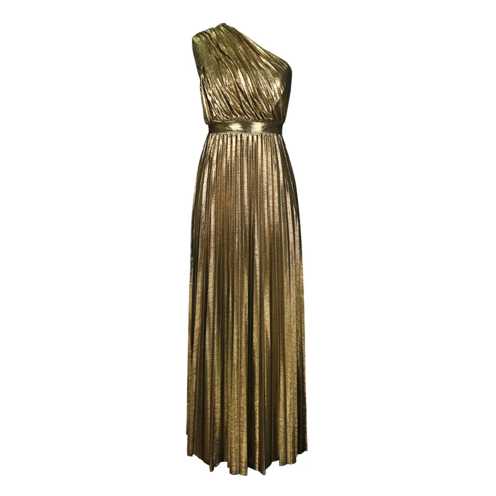 Joskaa Backless Pleated Skirt High Waist Side Zipper Large Swing Skirt Party Long Skirt Dress Long Dress