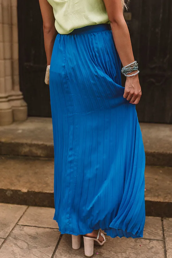 Kisses In Florence Pleated Skirt In Sapphire