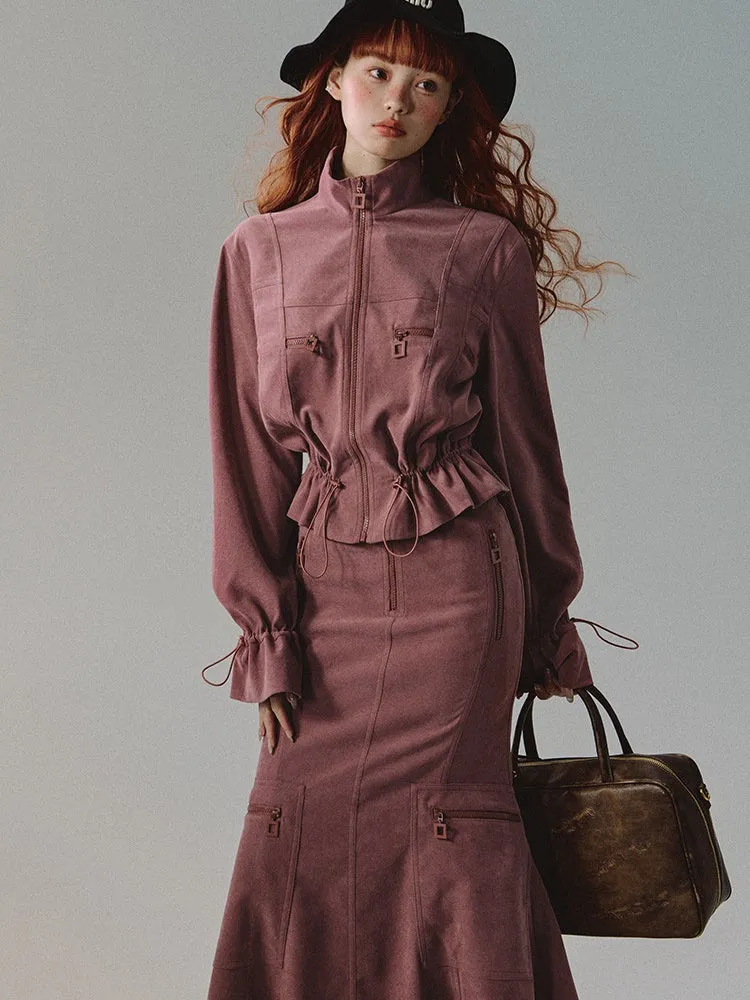 Mermaid Set-Up Casual Drawstring Parka＆Long-Skirt