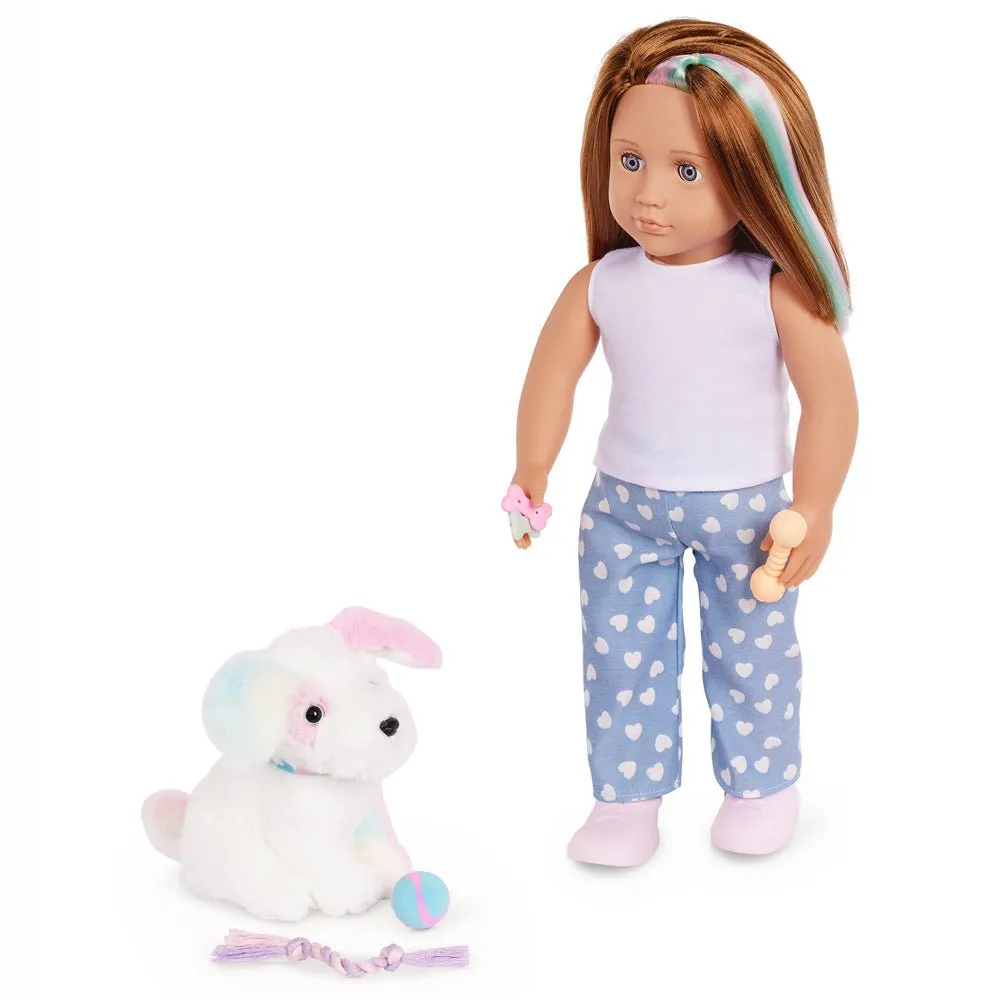 Our Generation Skylar 18" Doll w/ RainbowPetDogBow
