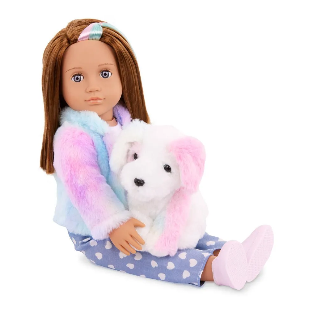 Our Generation Skylar 18" Doll w/ RainbowPetDogBow