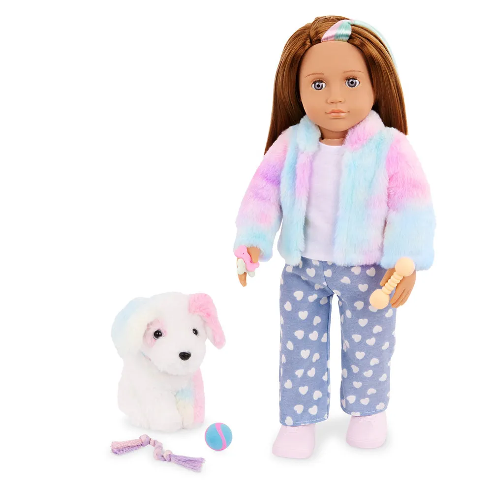 Our Generation Skylar 18" Doll w/ RainbowPetDogBow