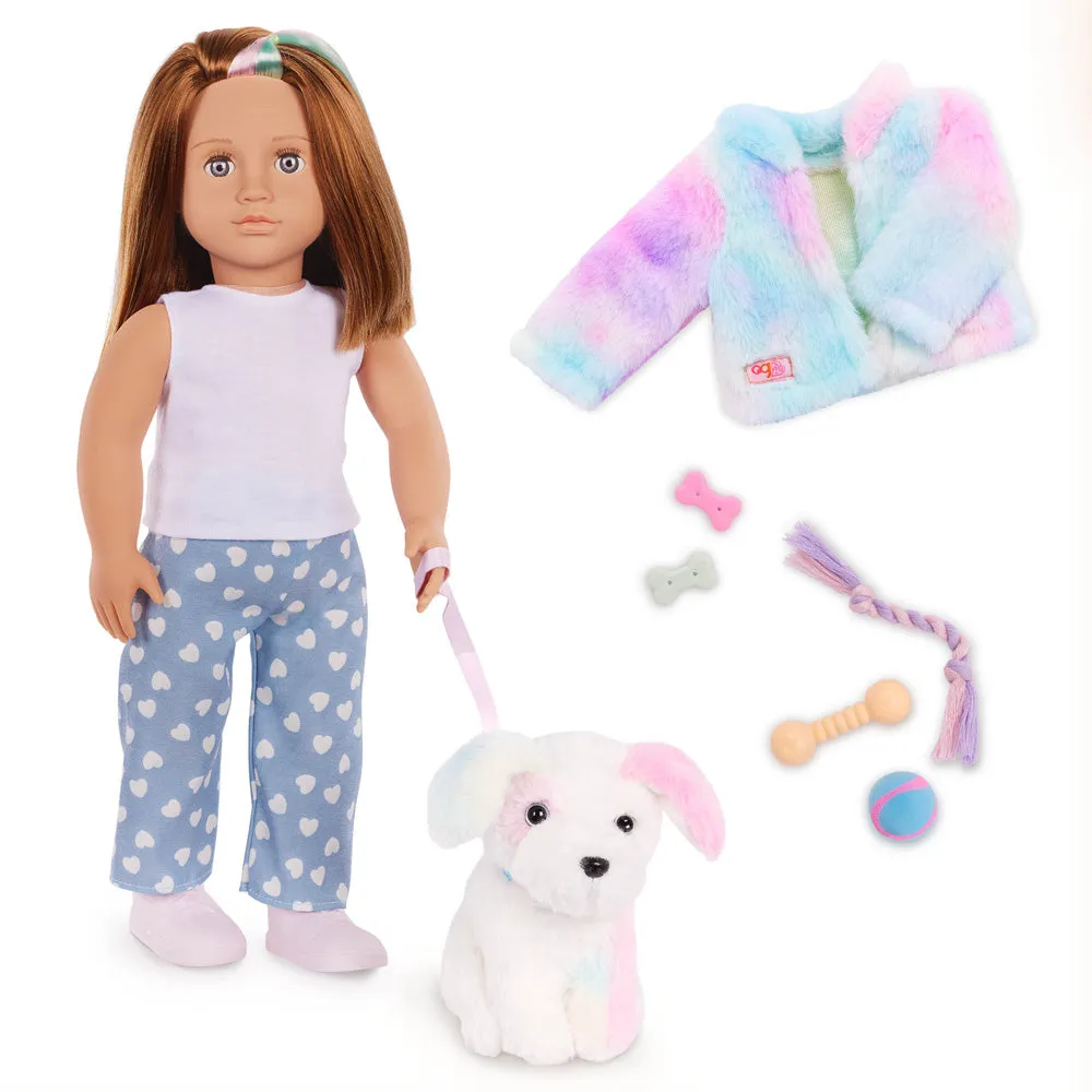 Our Generation Skylar 18" Doll w/ RainbowPetDogBow