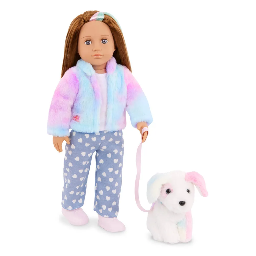 Our Generation Skylar 18" Doll w/ RainbowPetDogBow