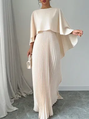 SHEIN Elenzga Women Elegant Solid Color Minimalist Casual Poncho Sleeve Dress Maxi Women Outfit