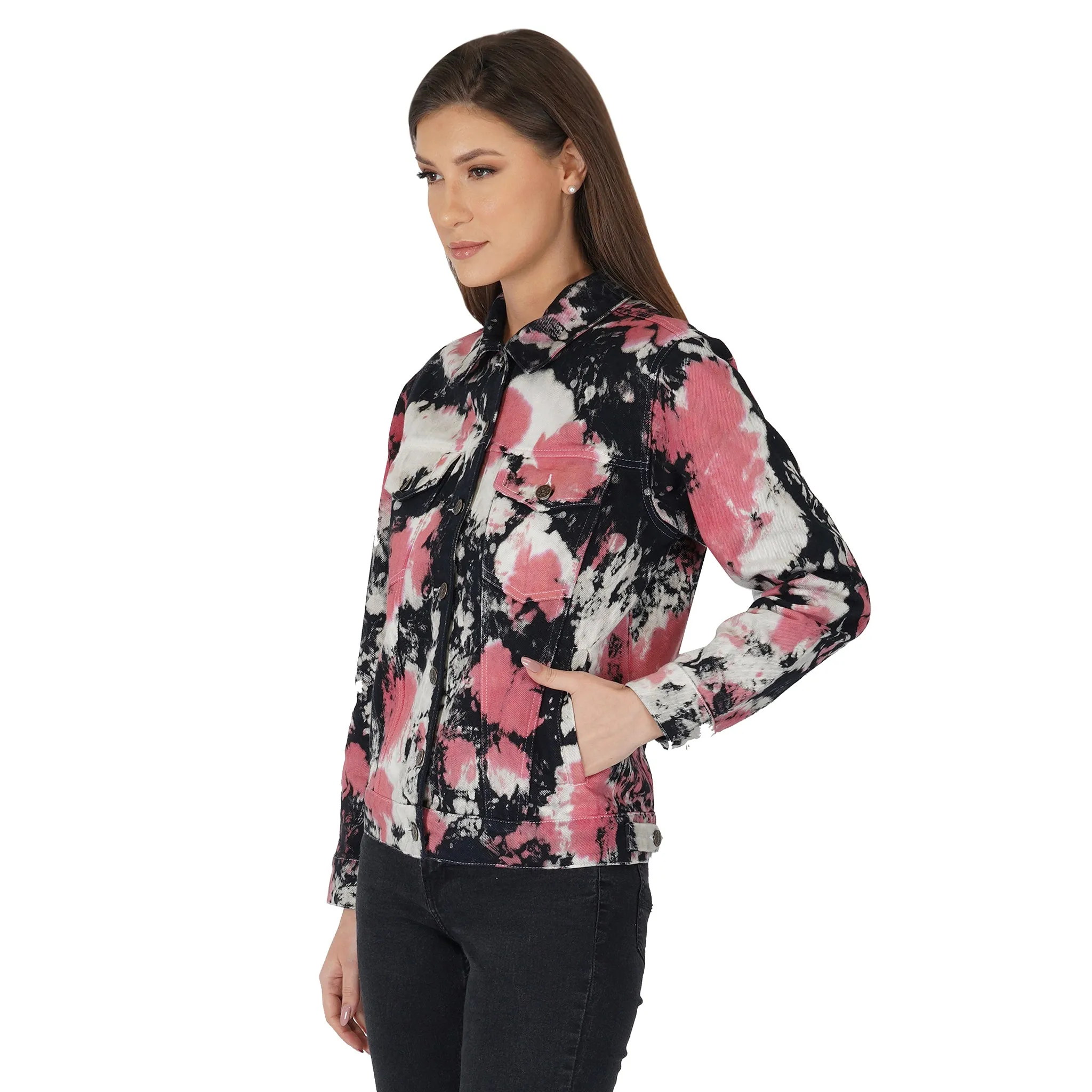 SLAY. Women's Tie Dye Denim Jacket