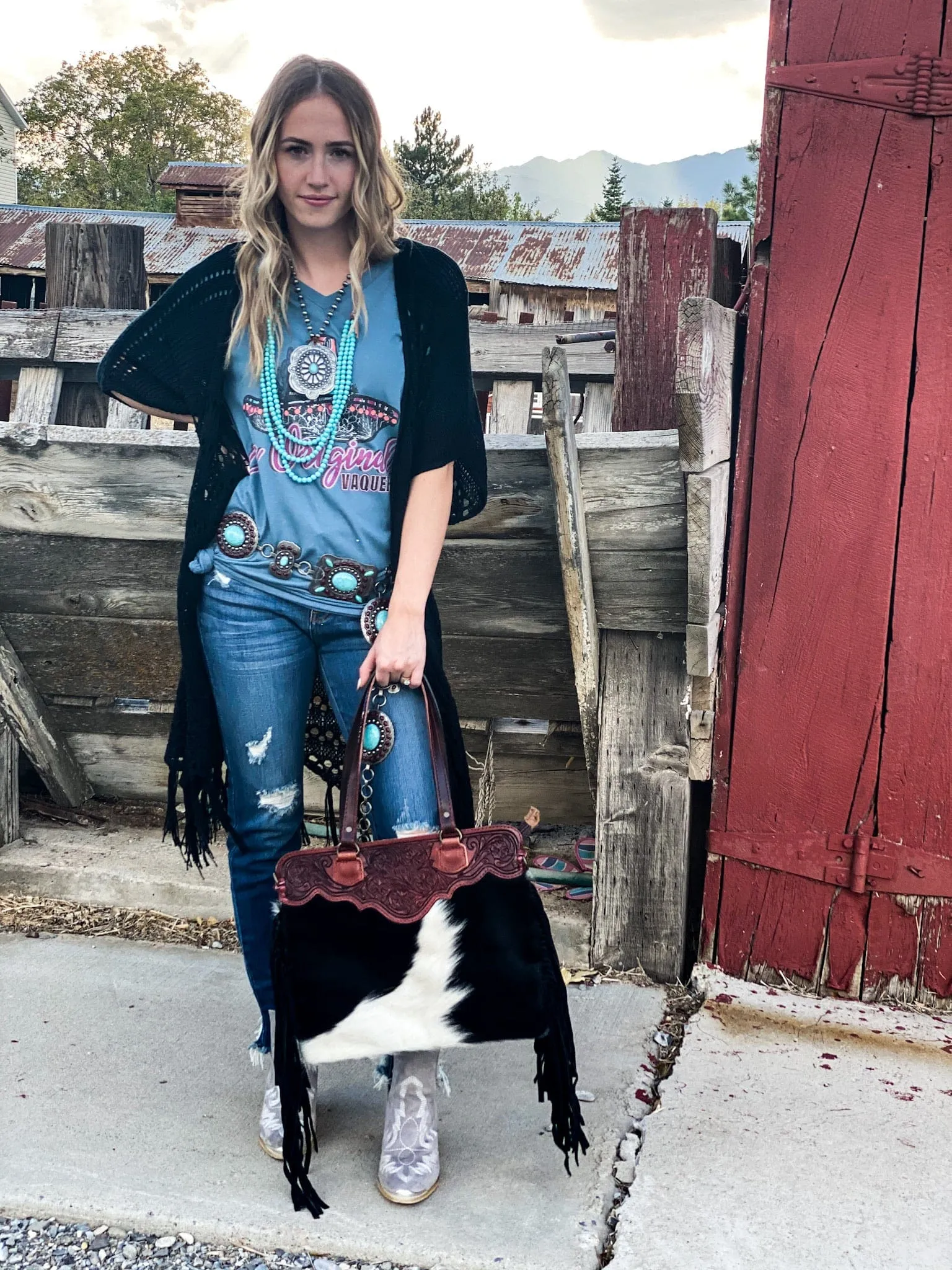 The Fall Belmont Black Crochet Cardi