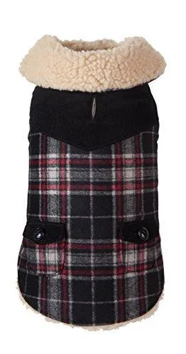 Wool Plaid Shearling Dog Coat